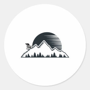 Sticker Rond Vélo de montagne vintage - VTT de descente en plei