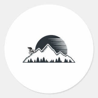 Sticker Rond Vélo de montagne vintage - VTT de descente en plei