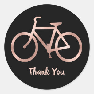 Sticker Rond Vélo en or noir et rose Merci