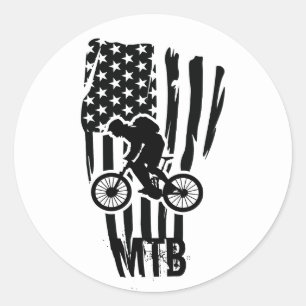 Sticker Rond Vélo tout terrain drapeau américain Mtb patriotiqu
