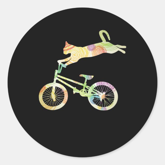 Sticker Rond Vélo vélo de chat - Votre collection de cadeaux (Devant)