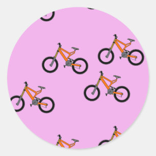 Sticker Rond Vélos motif sur rose
