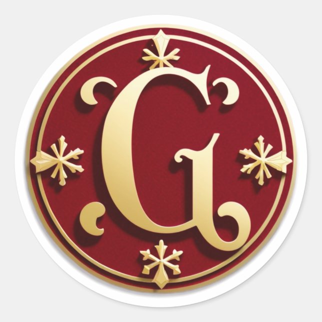 Sticker Rond Velvet G Christmas Monogram (Devant)