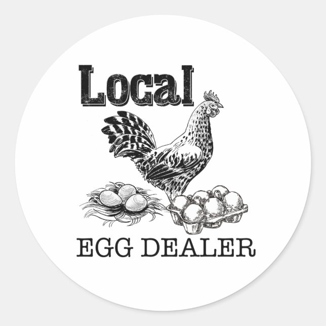 Sticker Rond Vendeur local d'oeufs de poulet amusant (Devant)
