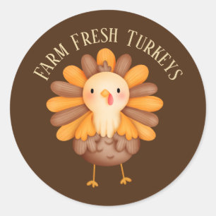 Sticker Rond vendeurs mignons de turquie fraîche ferme
