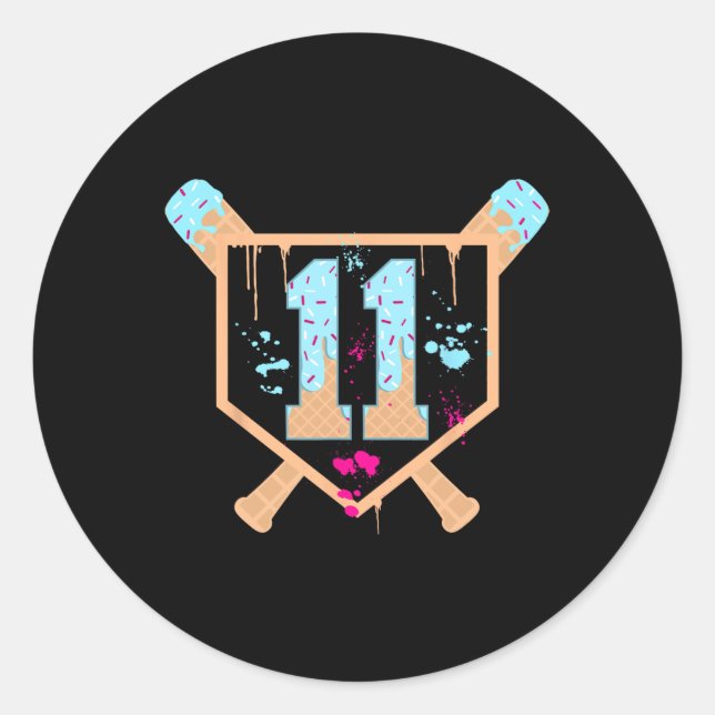 Sticker Rond Vendre 11 Ans Crème de glace Drip 11e anniversaire (Devant)