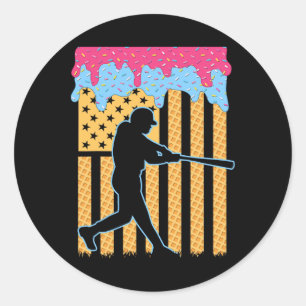 Sticker Rond Vendre Déchets T Garçons Crème glacée Drapeau Amér