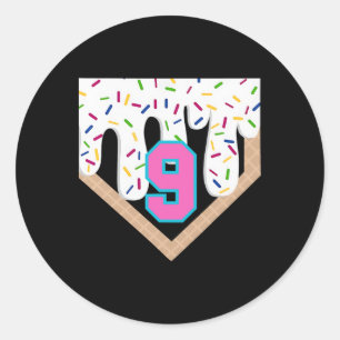 Sticker Rond Vendre Drith 9th Birthday Home Plate Boys Youth 9