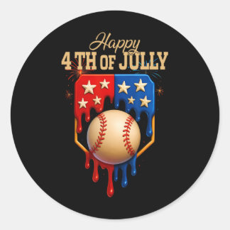 Sticker Rond Vendre Glace Cream Driving Patriotic Joyeux 4 Juil