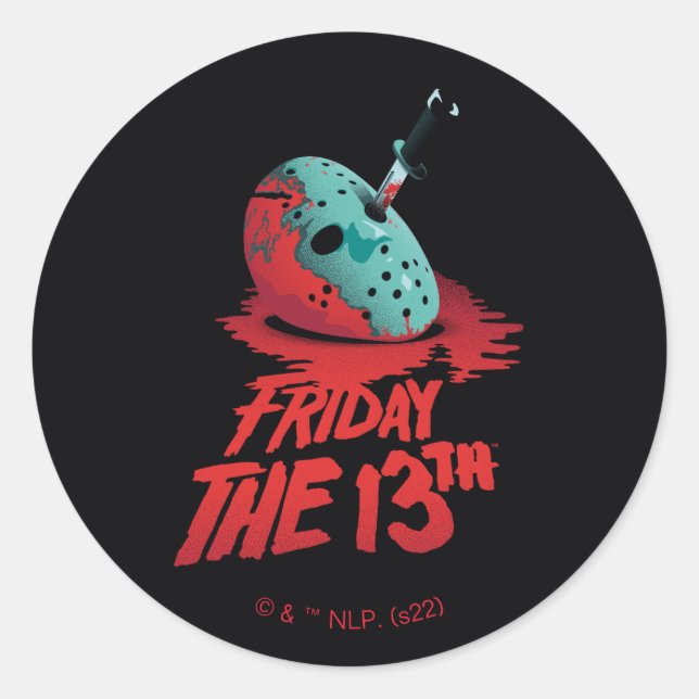 Sticker Rond Vendredi 13 | Couteau à travers Masque de hockey b (Devant)