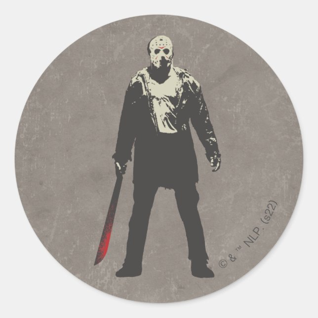 Sticker Rond Vendredi 13 | Jason Voorhees Caractère Art (Devant)