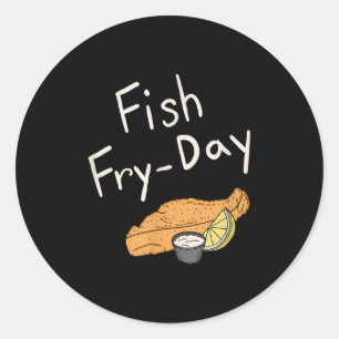 Sticker Rond Vendredi de friture de poisson _ Friture de poisso