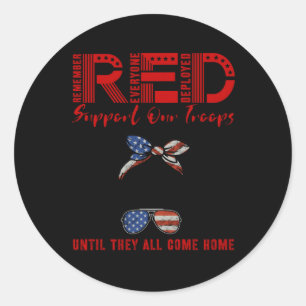 Sticker Rond Vendredi Nous Portons Rouge Vendredi Troi Militair