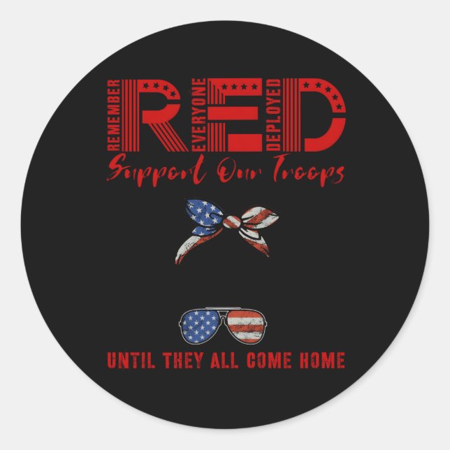 Sticker Rond Vendredi Nous Portons Rouge Vendredi Troi Militair (Devant)