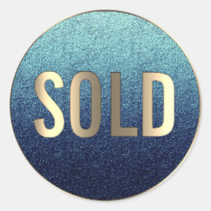 Sticker Rond Vendu Blue Dee Sepia Agent immobilier métallique