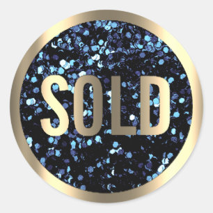 Sticker Rond Vendu Blue Navy Agent immobilier métallique