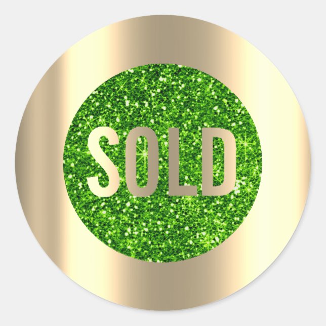 Sticker Rond Vendu Gold Green Golf Green Agent immobilier de lu (Devant)
