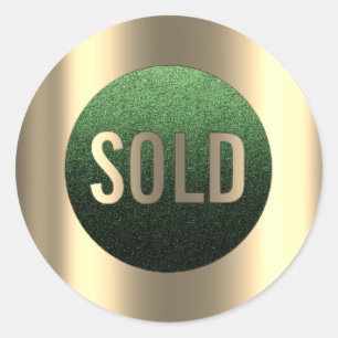Sticker Rond Vendu Green Sepia Agent immobilier métallique