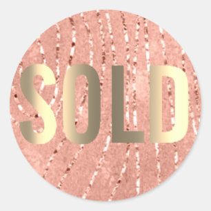 Sticker Rond Vendu Parties scintillant Blush Faux Gold Agent im