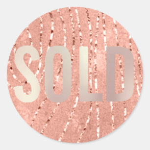 Sticker Rond Vendu Parties scintillant Peach Pink Agent immobil