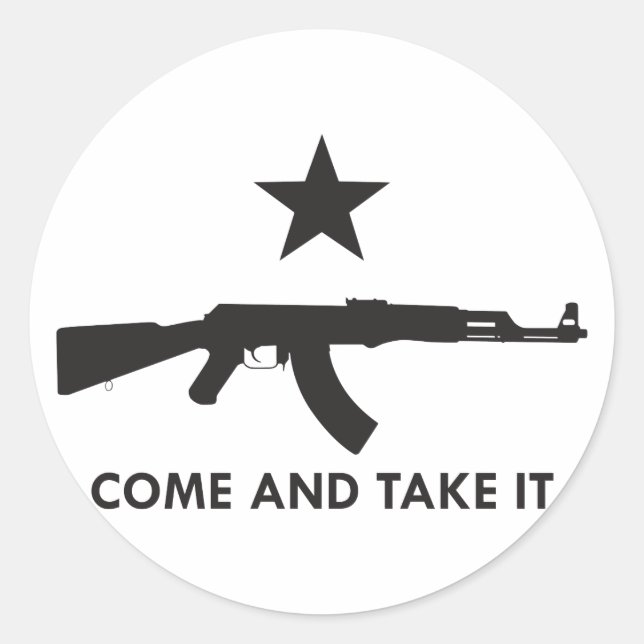 Sticker Rond Venez le prendre ! (AK47) (Devant)