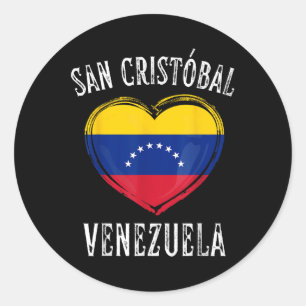 Sticker Rond Venezuela Drapeau Coeur San Cristobal Ville