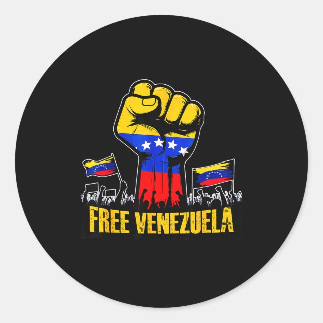 Sticker Rond Venezuela Flag Venezuela Libre 2026  (Devant)