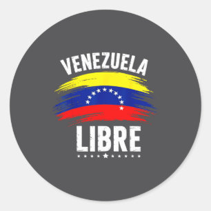 Sticker Rond Venezuela Libre 2026 Drapeau du cœur du Venezuela