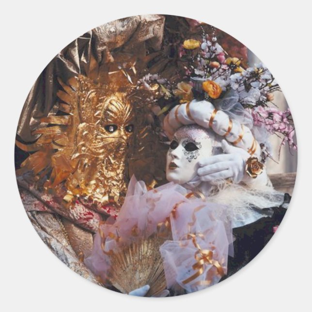 Sticker Rond Venise Italie Carnival Mask ~ Festival italien (Devant)
