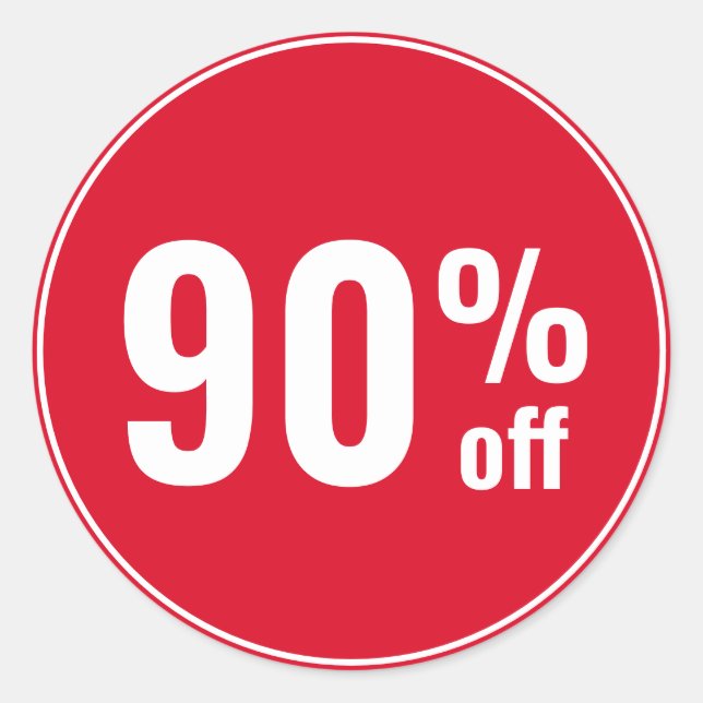 Sticker Rond Vente à 90 pour cent de réduction (Devant)