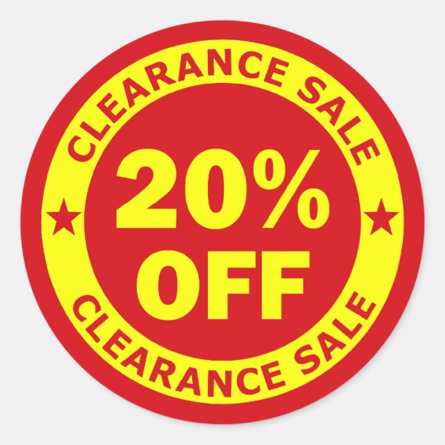 Sticker Rond Vente de compensation 20 % de réduction (Devant)