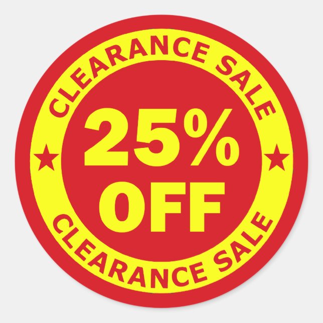 Sticker Rond Vente de compensation 25 % de réduction (Devant)
