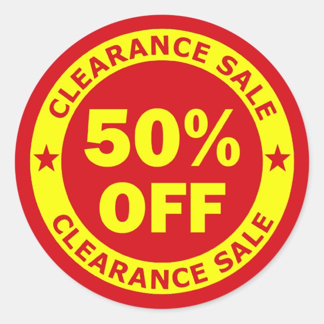 Sticker Rond Vente de compensation 50 % de réduction (Devant)