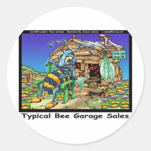 Sticker Rond Ventes de Garage d'abeilles typiques Drôle Cadeaux