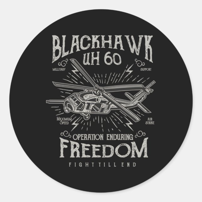 Sticker Rond Ventilateur de pilote d'hélicoptère Blackhawk Euh  (Devant)
