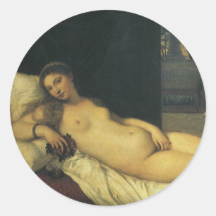 Sticker Rond Vénus d'Urbino par Titien, Art Renaissance