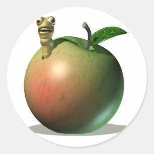 Sticker Rond Ver mangeant Apple