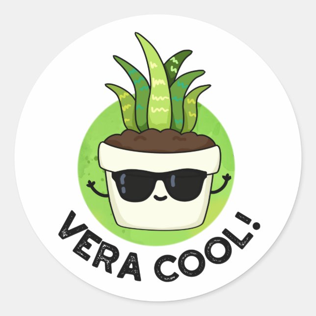 Sticker Rond Vera Cool Funny Aloe Vera Pun (Devant)