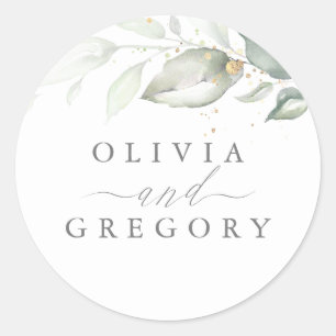 Sticker Rond Verdure et or Elégant Mariage romantique