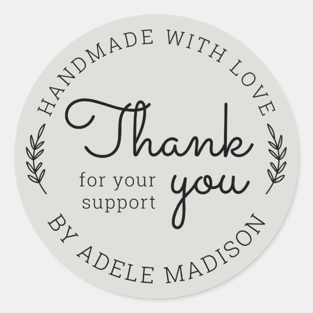 Sticker Rond Verdure Fait Maison Avec Merci D'Amour (Devant)