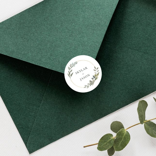 Sticker Rond Verdure minimale feuille & Cercle géométrique or (Créateur téléchargé)