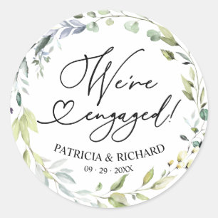 Sticker Rond Verdure Nous sommes fiancés Fête de fiançailles