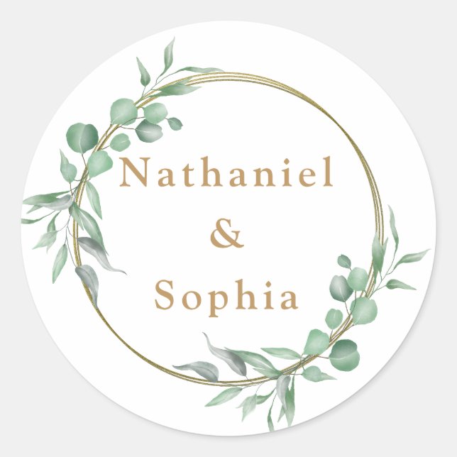 Sticker Rond Verdure or Mariage d'enveloppe d'aquarelle (Devant)