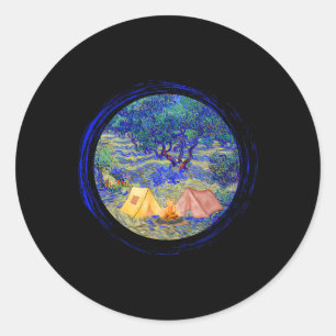 Sticker Rond Verger d'oliviers de Vincent Van Gogh Graphique de