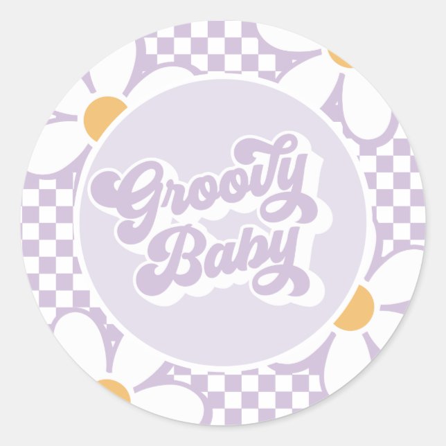 Sticker Rond Vérificateur de marguerite super pour bébé pourpre (Devant)