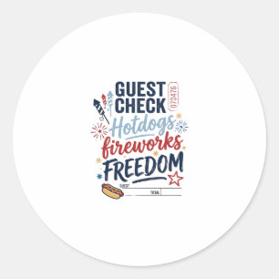Sticker Rond Vérification des invités patriotiques Feux d'artif