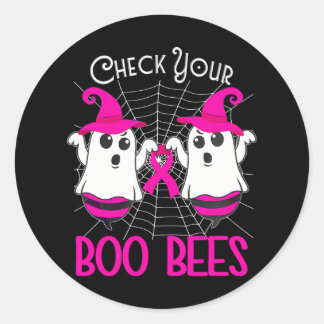 Sticker Rond Vérifier vos abeilles Boo Drôle Cancer du sein Hal