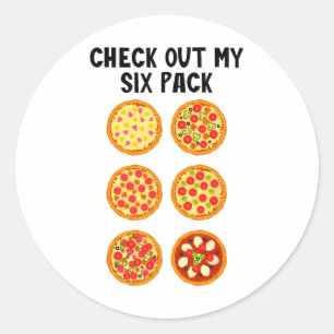 Sticker Rond Vérifiez Mon Pack De Six Funn Pizza 