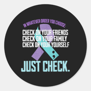 Sticker Rond Vérifiez Vous-Même Famille Amis Prévention Du Suic
