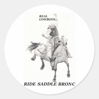 Sticker Rond Véritable Cowboys à cheval Bronc